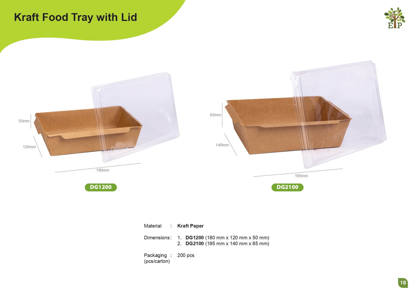 Kraft Food Tray with Lid
