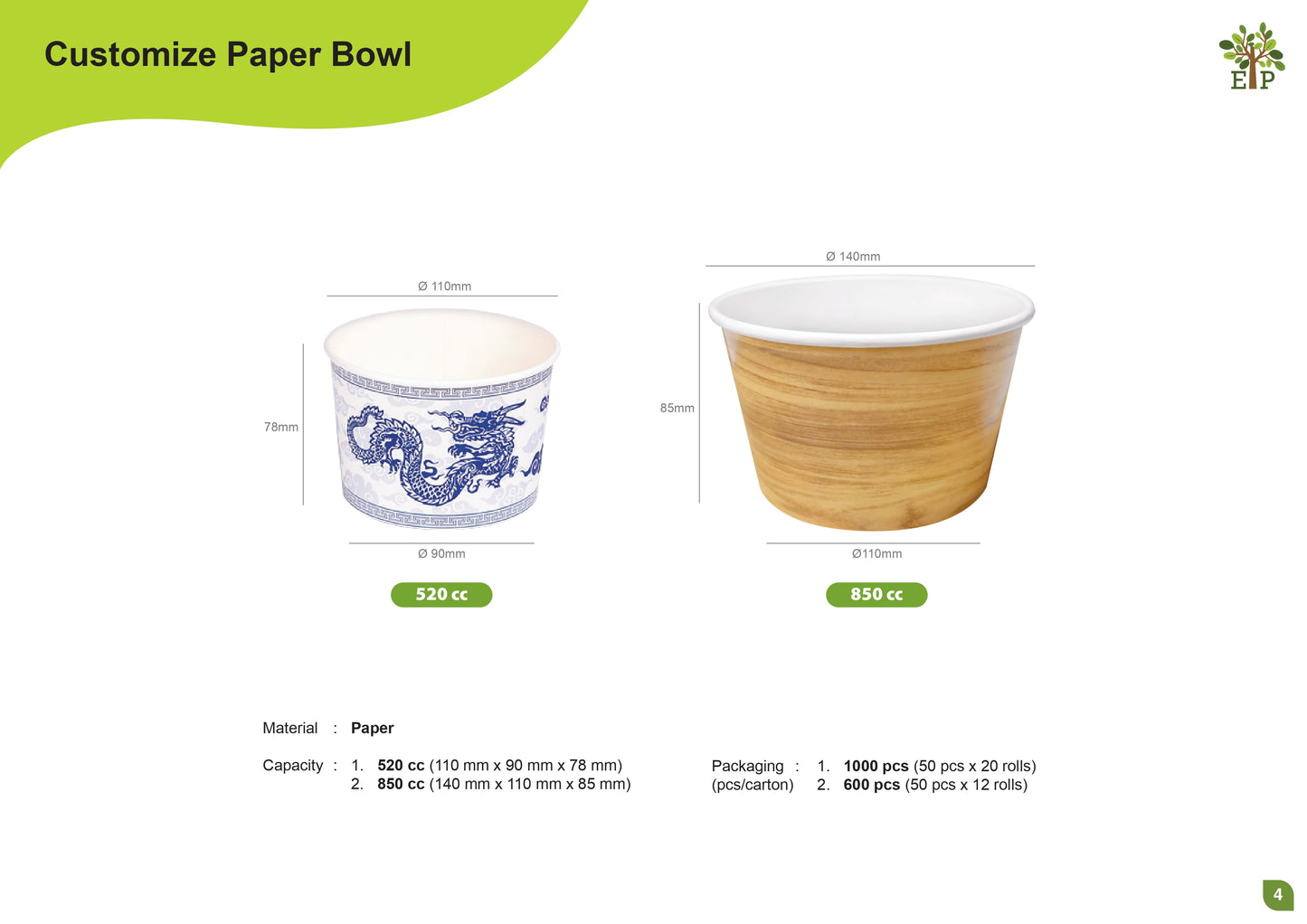 Customize Paper Bowl